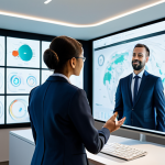 A professional, diverse individual, fully clothed in a modest, modern business suit, is actively engaged in a deep work session within a sleek, futuristic home office. The individual interacts with multiple translucent holographic interfaces displaying complex data visualizations and AI-generated concepts, demonstrating human-AI collaboration for creative problem-solving and lifelong learning. The background is clean and minimalist, with natural light, suggesting a balanced work-life environment. Perfect anatomy, correct proportions, natural pose, well-formed hands, proper finger count, natural body proportions. Professional photography, high detail, high quality, safe for work, appropriate content, fully clothed, professional dress, family-friendly.